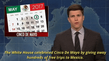 colin jost the white house celebrated cinco de mayo by giving away hundreds of free trips to mexico GIF