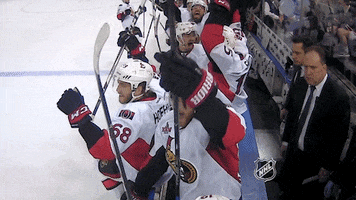 high five stanley cup playoffs GIF by NHL