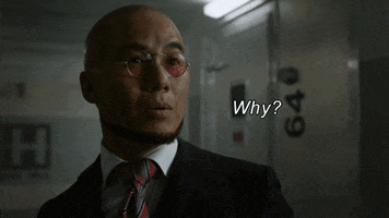 TV gif. BD Wong as Hugo Strange, with eyebrows raised, asos, "why?"