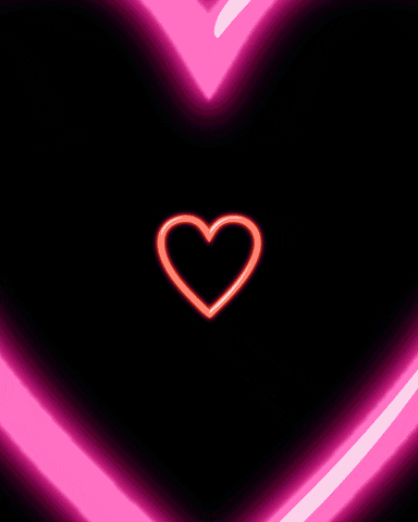 Digital art gif. A continuous loop of neon hearts changing in color grows towards us.