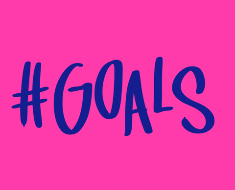 An animated gif of text that says "#goals" with the text dancing around