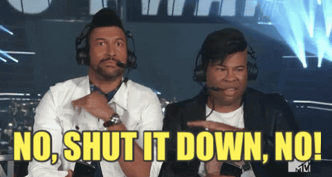 no shut it down key and peele GIF by 2017 MTV Video Music Awards