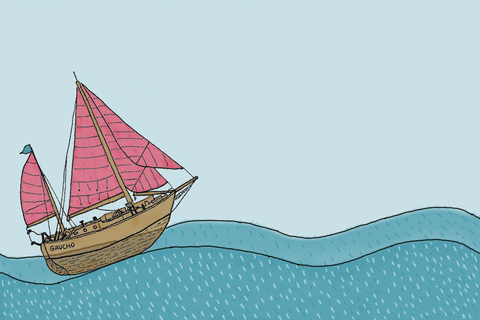 mjguzmans illustration blue sea ship GIF