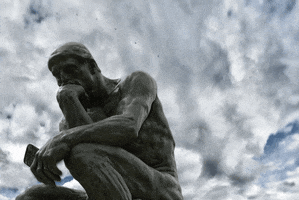 the thinker waiting GIF by A. L. Crego