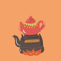 cartoon steaming teapot