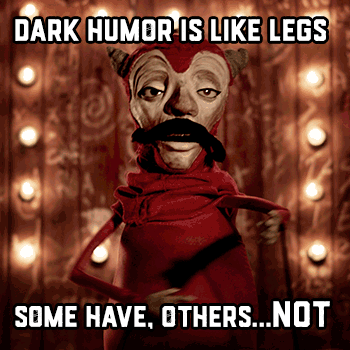 ubezleb dark humor devil leg bad joke GIF