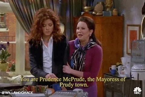 megan mullally prude GIF by Will & Grace