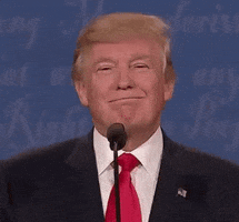 Political gif. A smug Donald Trump lifts his chin and nods slightly.