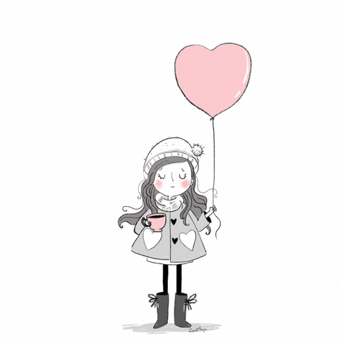 sernuretta love heart girl illustration GIF