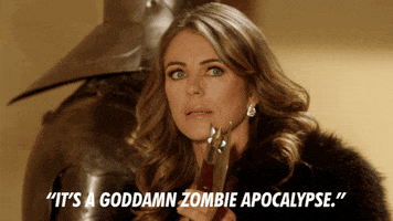 zombie apocalypse liz hurley GIF by The Royals on E!