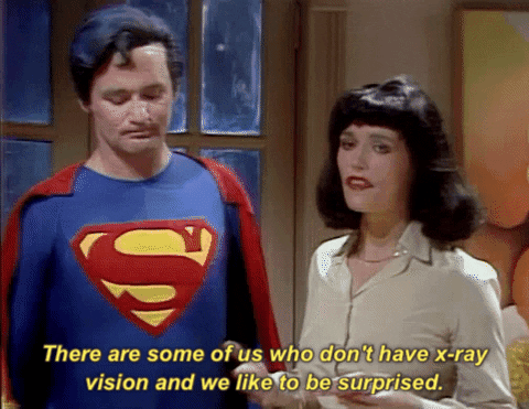 New trending GIF online: snl, saturday night live, superman, 1970s, bill  murray, lois lane, margot kidder, superhero party, there are some of us who  dont have xray vision and we like to