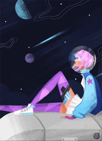 Space Travel Girl GIF by chica espinaca