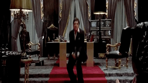 Top 100 Movie Quotes of All Time al pacino scarface say hello to my little friend GIF