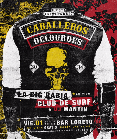 guillermoalarcon #caballeros #vest #punk #party #flyer #delourdes GIF