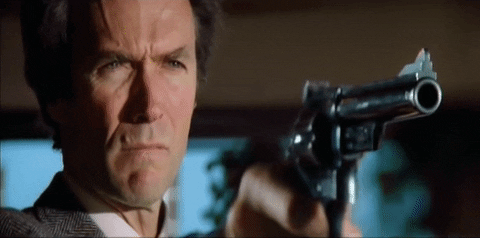 Dirty Harry pointing a gun and the words read "Go ahead, make my day."