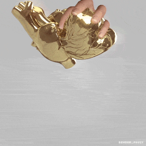 #Loop #Gif #Gold #Heart #Explosion #Scifi #Heartinhand #Mograph #Aesthetic #Animation #Love #Trippy GIF by renderfruit