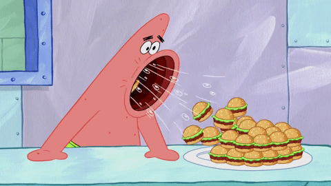 Patrick Comiendo Krabby Patty Gif