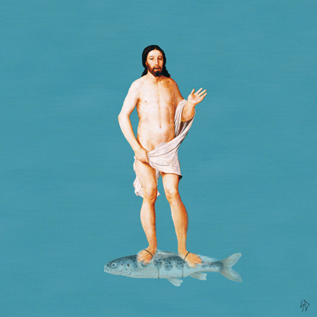 Fishy walk on water GIF