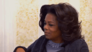 Celebrity gif. Oprah is sitting in a chair and she looks over it. She has a small smile on her face and she turns towards us, shrugging and raising her palms out, accepting what's being said or done with no more questions.