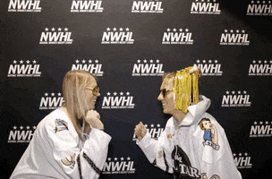 NWHL hockey high five confetti woho GIF