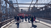 Worker Protest Takes Over Brooklyn Bridge