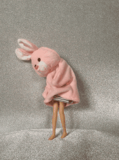 honyubin pink animal rabbit mascot GIF