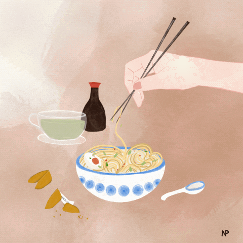 NPoeppl noodles soy chopsticks greentea GIF