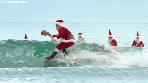 santa surf GIF