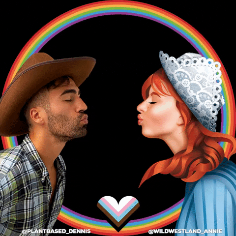 WildWestLand kiss rainbow pride vegan GIF