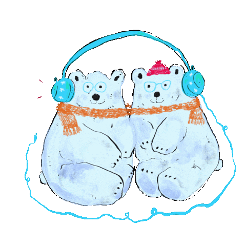 Cute Polar Bear Listening Music' Sticker