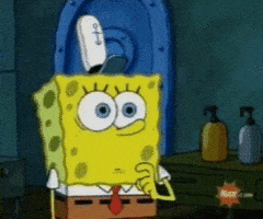 spongebob biting his pillow