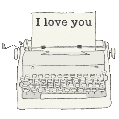 I Love You Typewriter Sticker by Jess