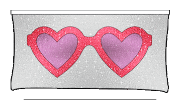 Makeup Bag Heart Glasses Sticker