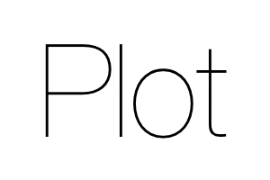 Text gif. Narrow black text, reading "plot," on a white background thickens into bold text.