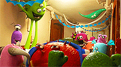 animated party kids aliens air guitar GIF