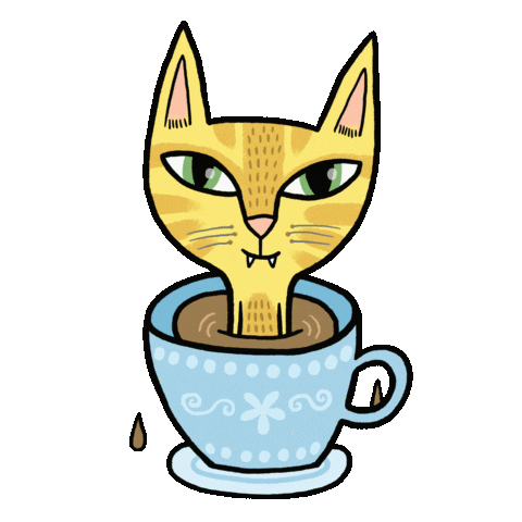 Tea Cup Cat Sticker