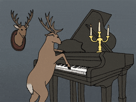 Piano Deer GIF by Trevor Anderson