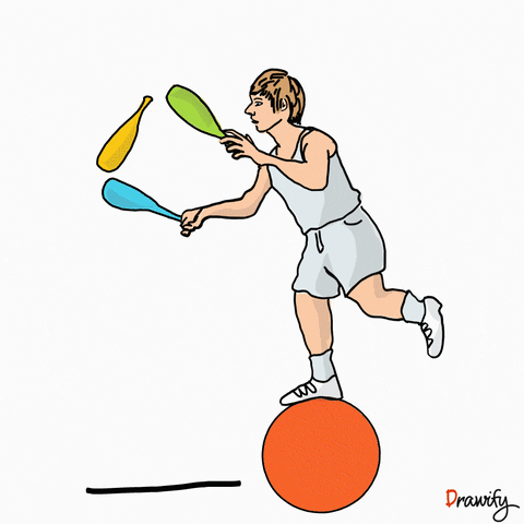 drawify man focus balance juggle GIF