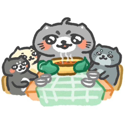 Eat Together Cat Family Sticker