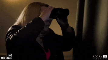 no offence binoculars GIF by Acorn TV