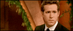 Movie gif. Ryan Reynolds as Andrew Paxton in The Proposal has a worried, sad expression on his face. He slowly turns to look at us and shifts his expression to a smug smirk. 