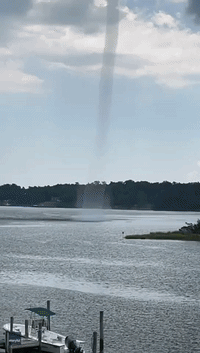 Waterspout Swirls Over River in Eastern Virginia