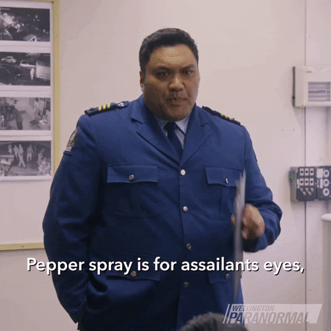 Sarge Pepper Spray GIF by Wellington Paranormal