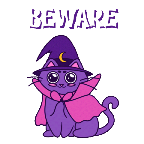 Beware Trick Or Treat Sticker by Spooks The Cat