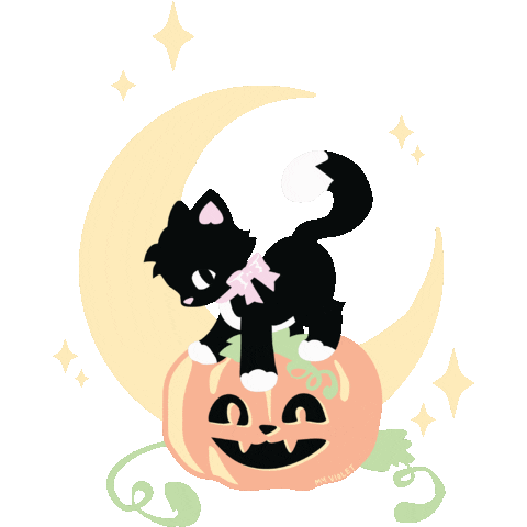 Black Cat Cute Halloween Sticker by My Violet