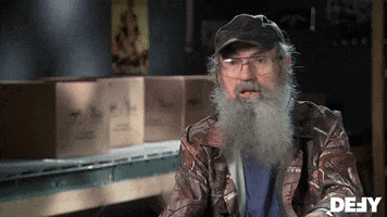 Reality TV gif. Si Robertson in Duck Dynasty emphatically gesticulates as he speaks. Text, "Look, I don't care whose birthday it is or whatever we're celebrating, it's about the food."