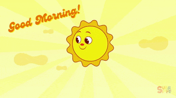 Cartoon gif. A smiling sun watches a red bird fly past it, then nods and looks at us.