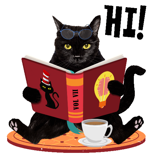 Cat Reading Book Gif