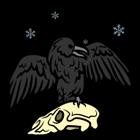 GiftsFromCrows snow winter spooky skull GIF