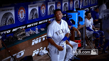 texas rangers shrug GIF by MLB